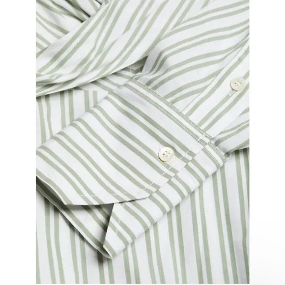 STAUD Striped Long-Sleeve Midi Dress in White and Gray - Picture 7 of 11